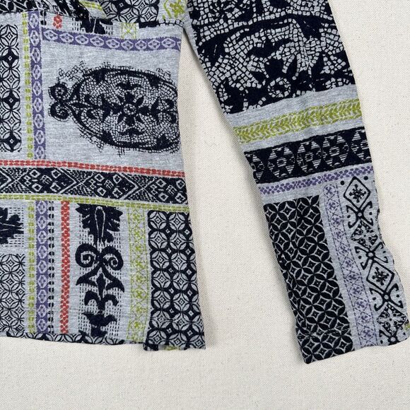Catherine Andre Shawl Neck Blouse Top Women’s Small Mixed Print Art Long Sleeve - Picture 2 of 16